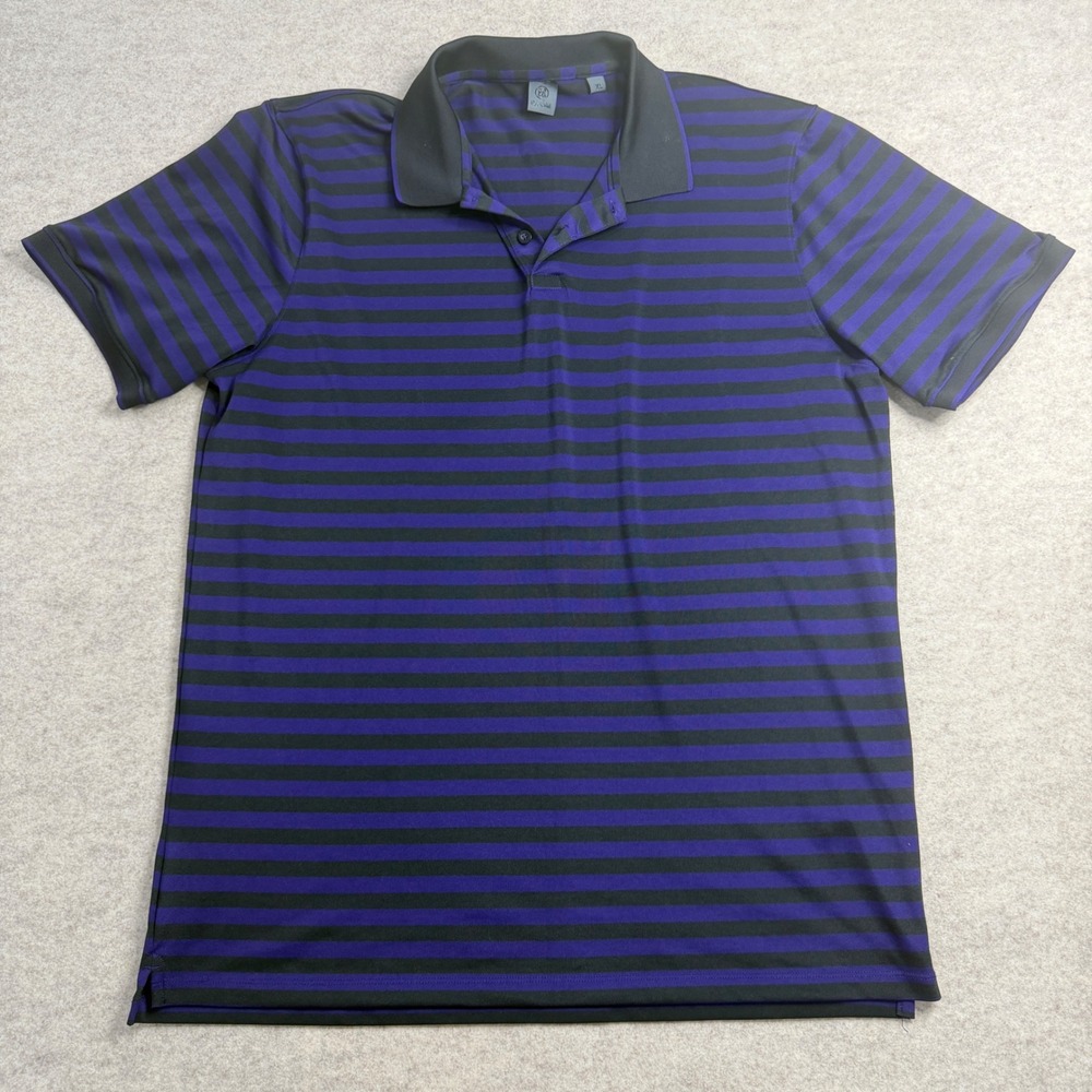 G/FORE Mens XL Purple Black Striped Golf Polo Short Sleeve Performance Shirt